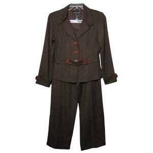 New CONNECTED PETITE - Brown & Tan Speckled 2-Piece Blazer & Pant Suit - Size12P